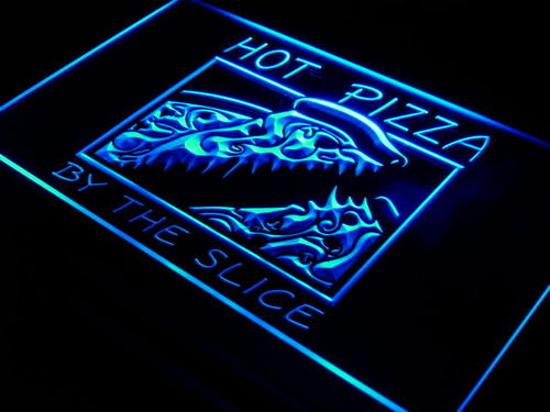 Hot Pizza by the Slice Cafe Shop Neon Light Sign
